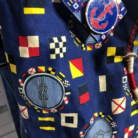 Sun N Sand Beach Cotton Backpack Red Blue Anchor - Picture 10 of 10